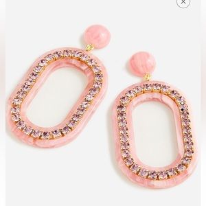 J.Crew jeweled oval earring Made in Italy pink & rhinestone NEW NWT